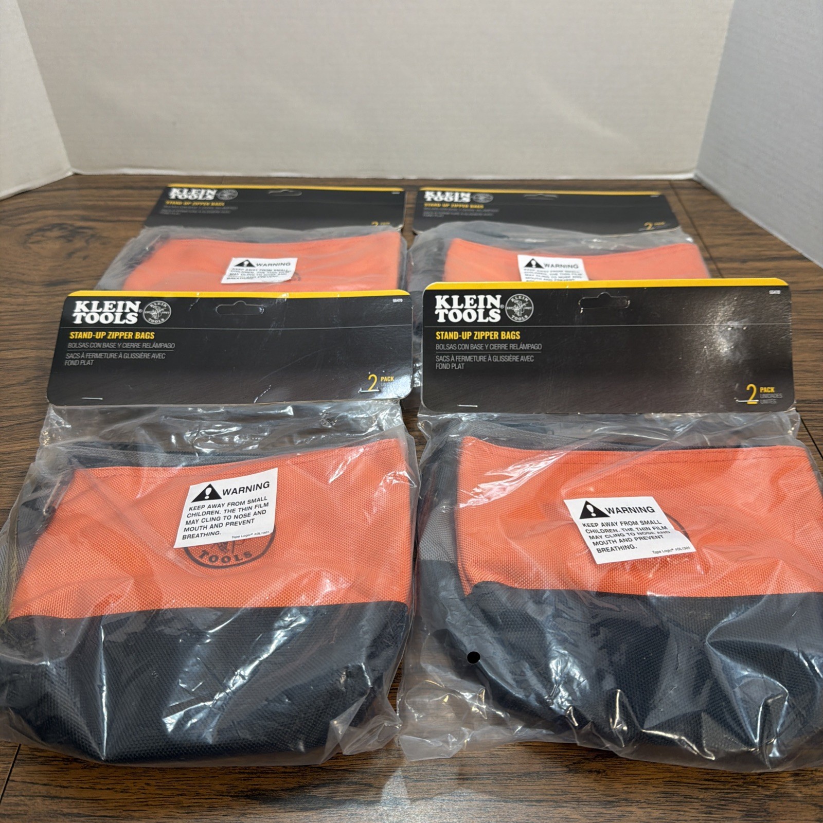 4x Klein Tools 55470 Ballistic Stand-Up Zipper Bags (2-Pack) Lot – 8 Bags Total
