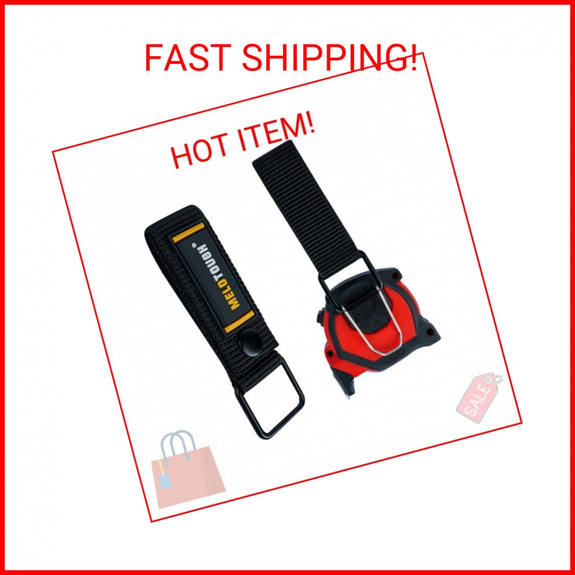MELOTOUGH 2 Pcs Tape Measure Holder Tool Belt Loop Belt Clip Drill Impact Tool H