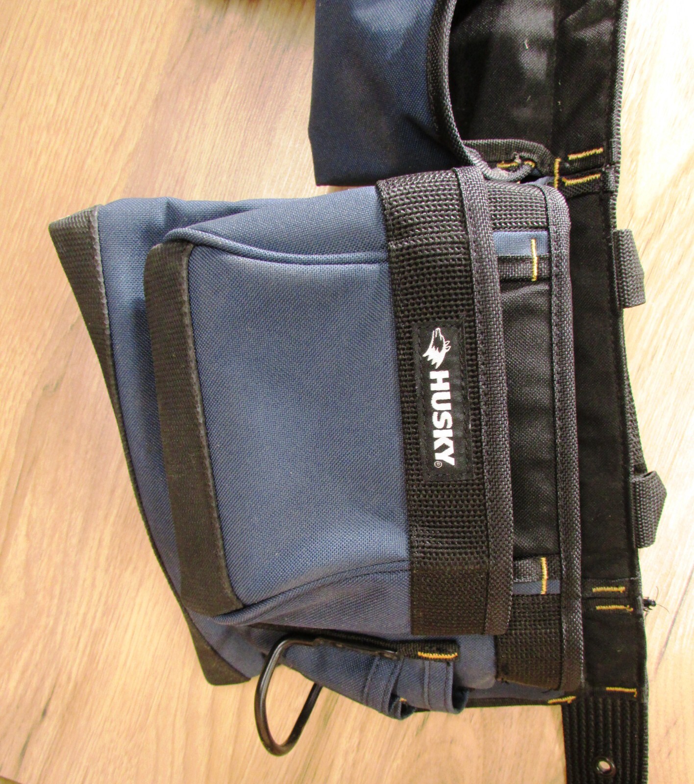 Husky Tool Belt, Blue Durable Polyester W/ 3 Pouches, 13 Pockets & Hammer Loop