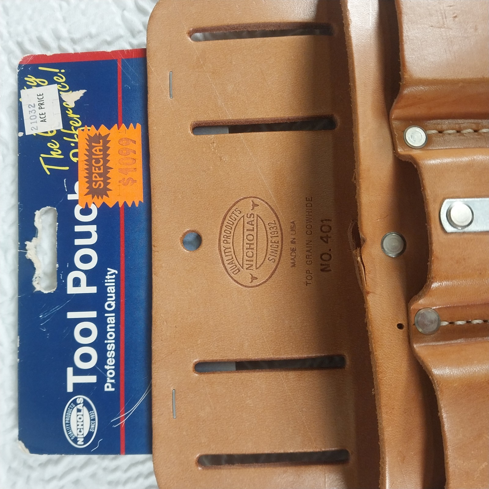 Vintage Nicholas 401 Tool Pouch Leather Carpenter Contractor