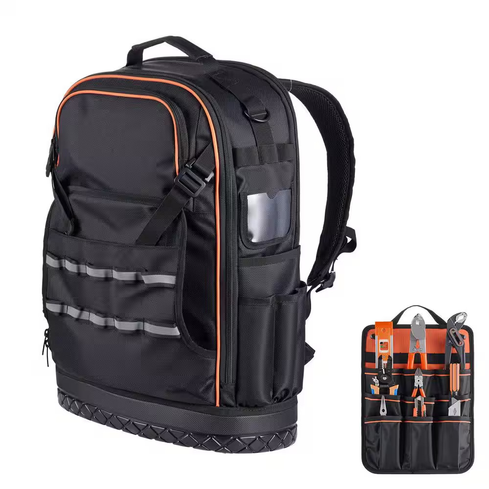 Tool Backpack, 65 Pockets, Heavy-Duty Tools Storage Organizer Work Bags with Lap