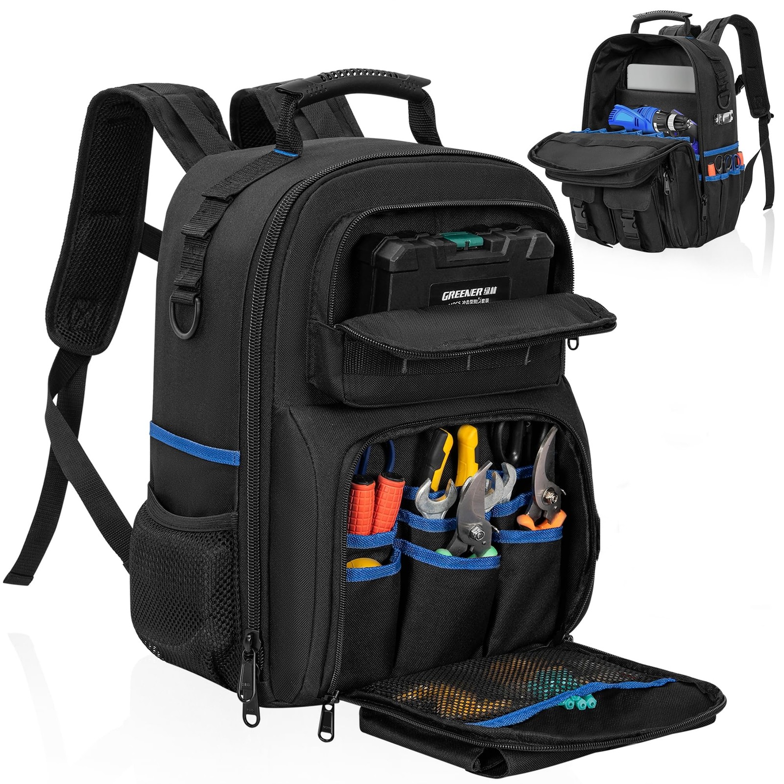 LASUK Tool Backpack for Men with Removable Tool Organizer