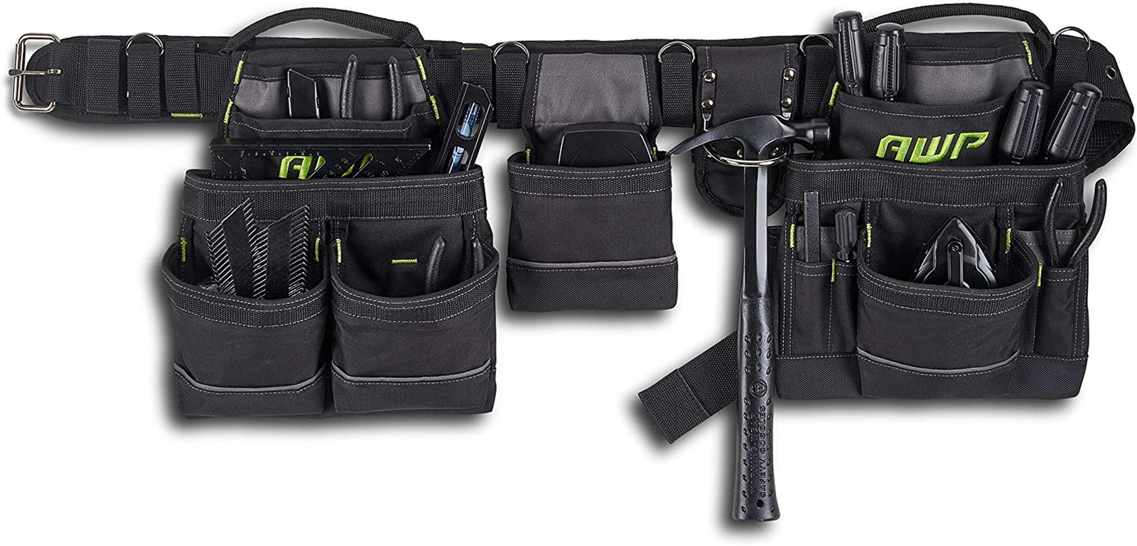 Carpenter Tool Rig with Carry Handles, Premium Tool Belt, Air-Mesh Padded Belt F