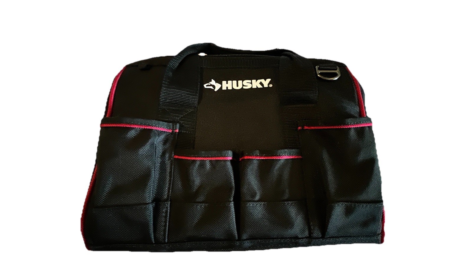 Husky Tool Bag Organizer Black Red Zip Top 13.5” Heavy Duty Contractor Tote