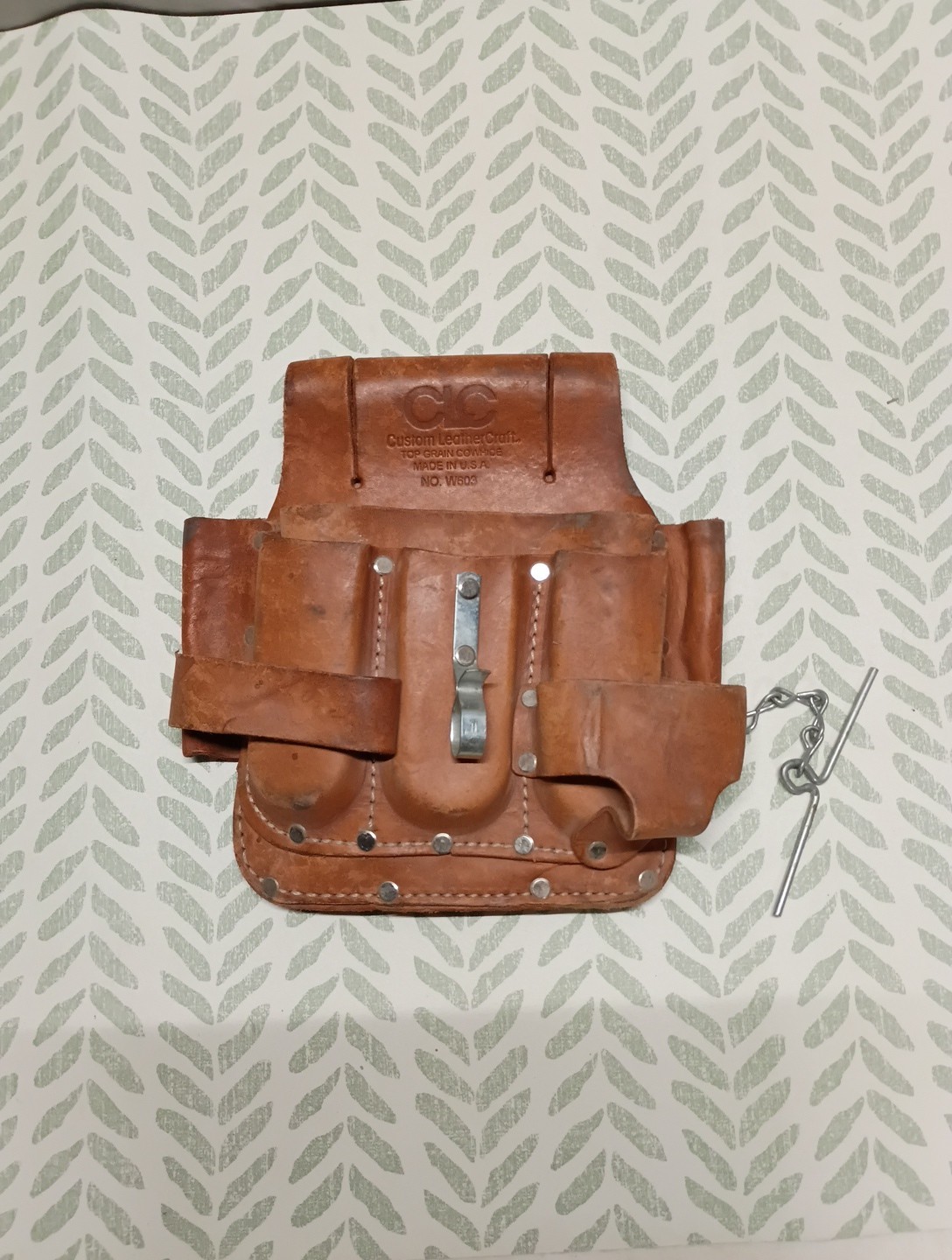 Clc Work Gear W603 Tool Pouch, Tool Pouch, Tan, Leather, 10 pocket / holders
