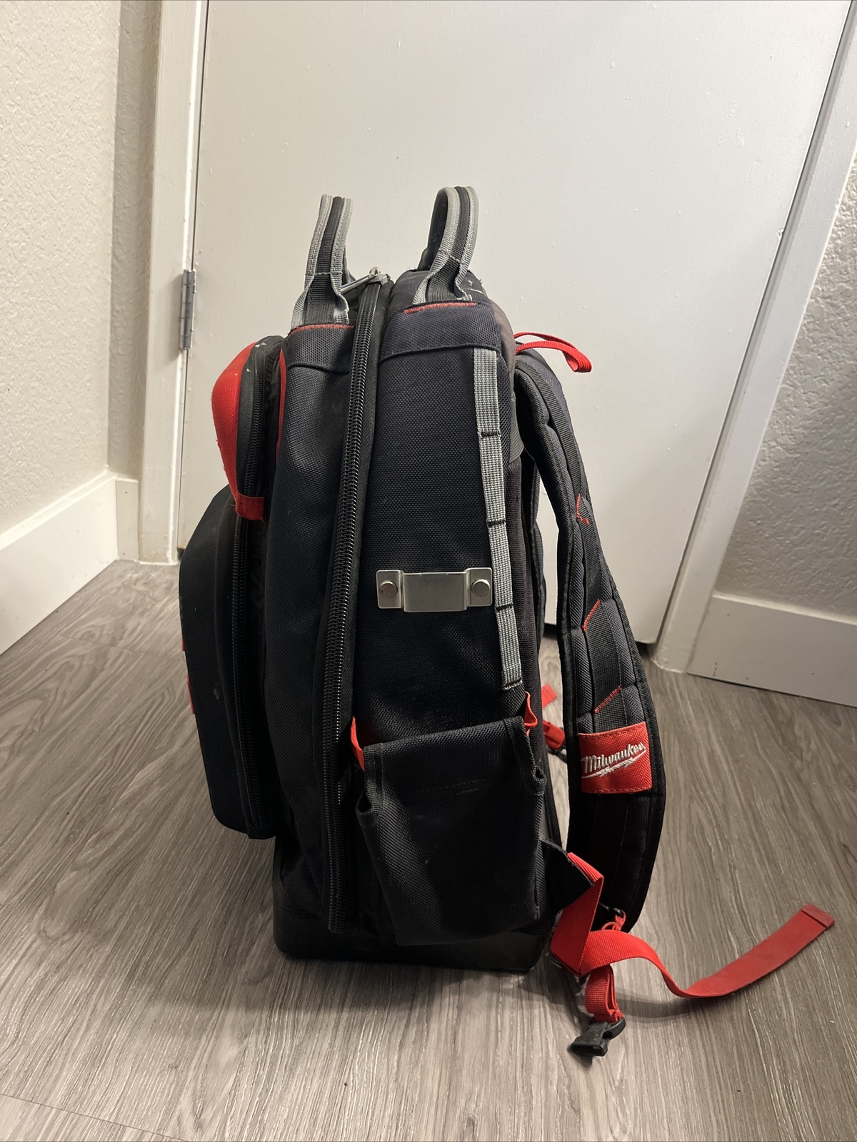Milwaukee 48-22-8201 48-Pocket Hard Molded Ultimate Jobsite Backpack, Black/Red