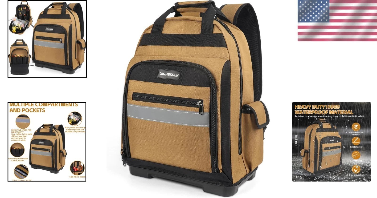 Large Capacity Waterproof Tool Backpack with Soft Straps – Ideal for Contractors