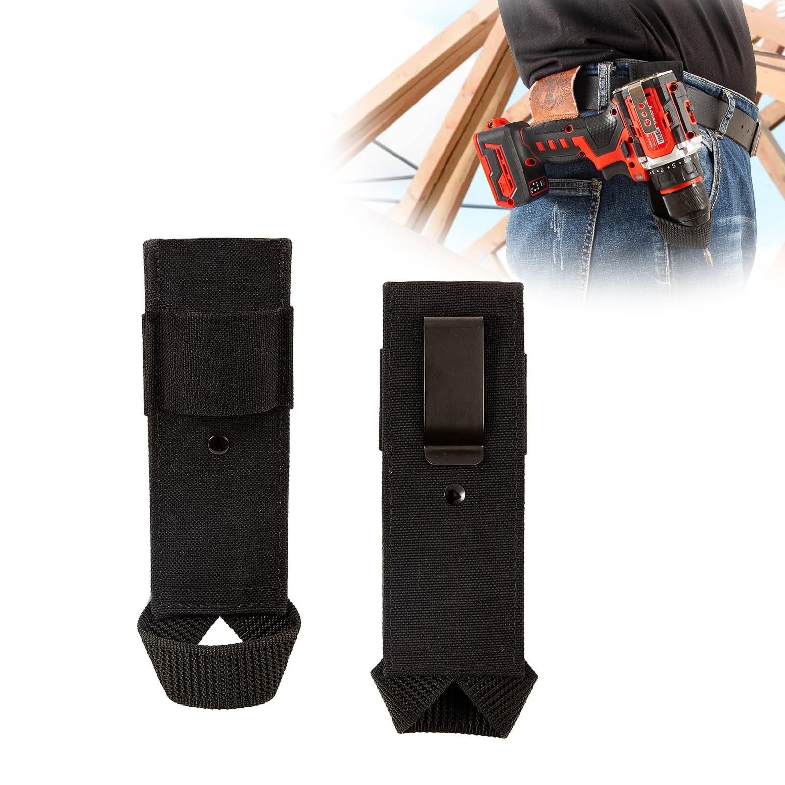 Hammer Holder Loop,Hammer Holster Clip on 7″ X 2″ Tool Belt and Tape Measure