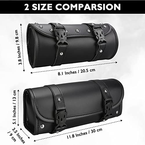 Motorcycle Tool Bag, Motorcycle Fork Bag PU Leather Universal Medium Black