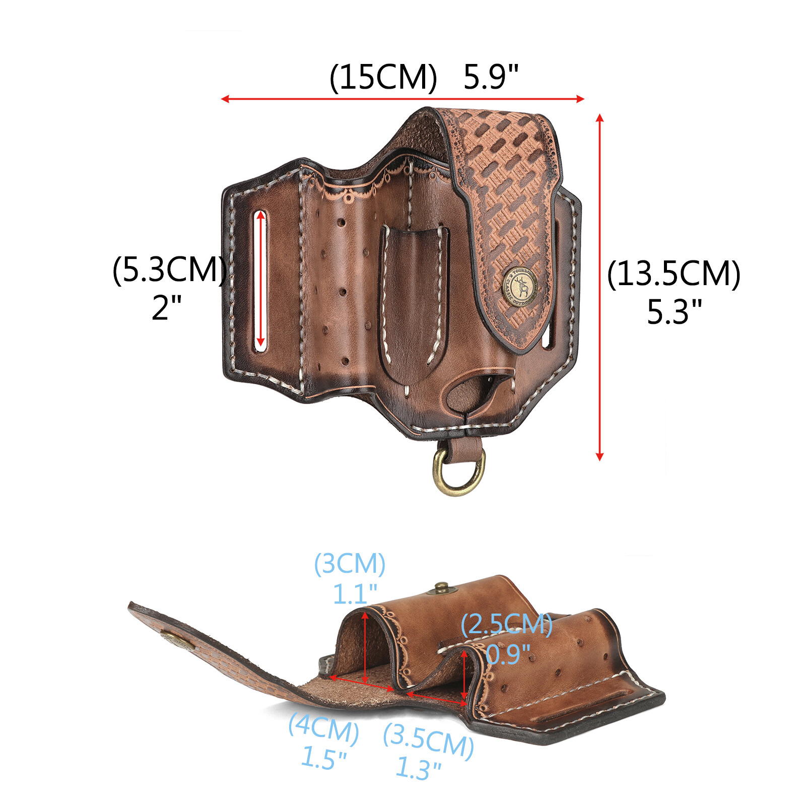 TOURBON Leather 4 in 1 Knife Sheath EDC Pliers Belt Holder Pouch Tool Carry Case