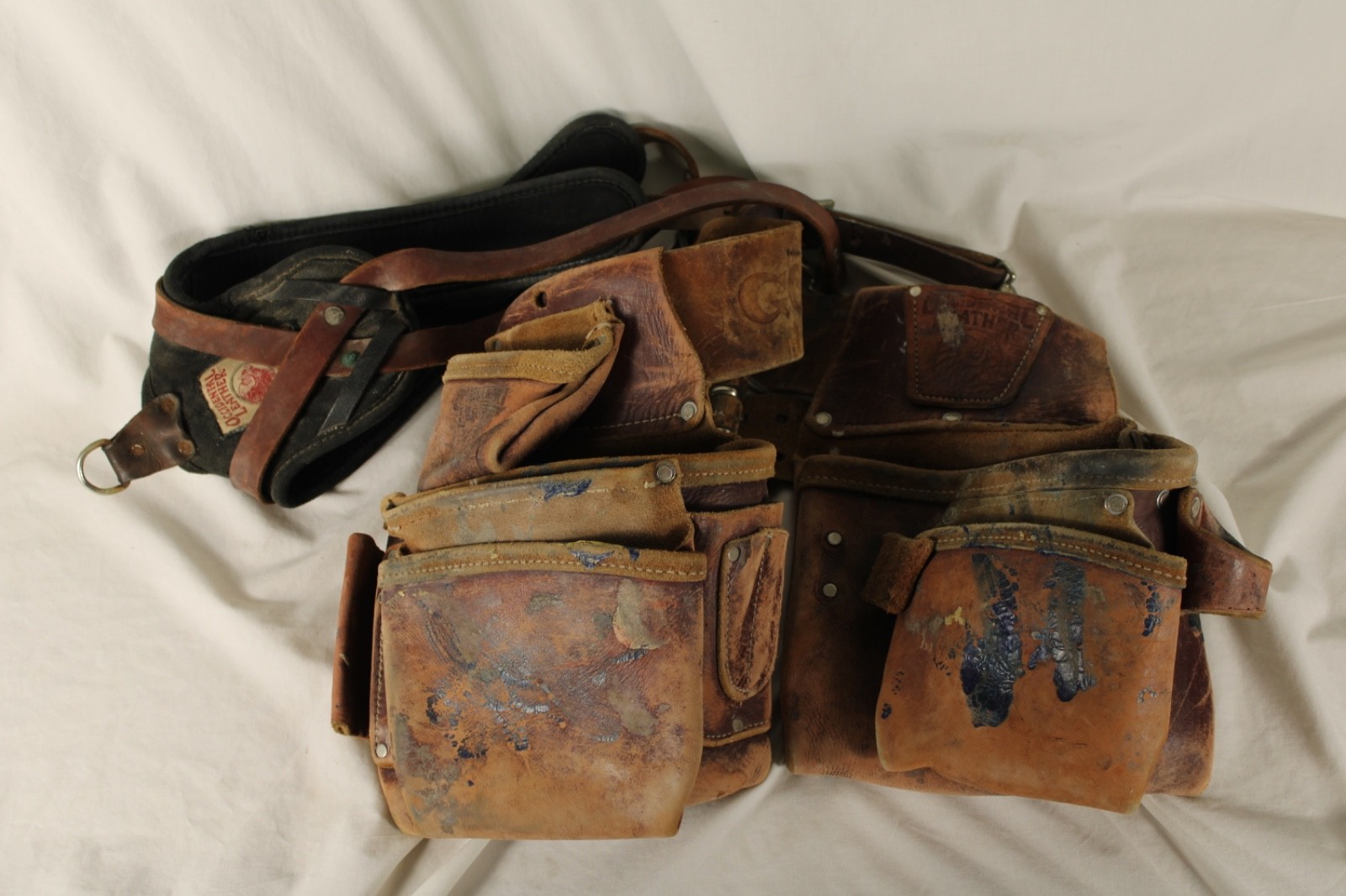 Vintage Occidental Leather Framer Tool Bag Belt 42-40 Set Padded Suspenders