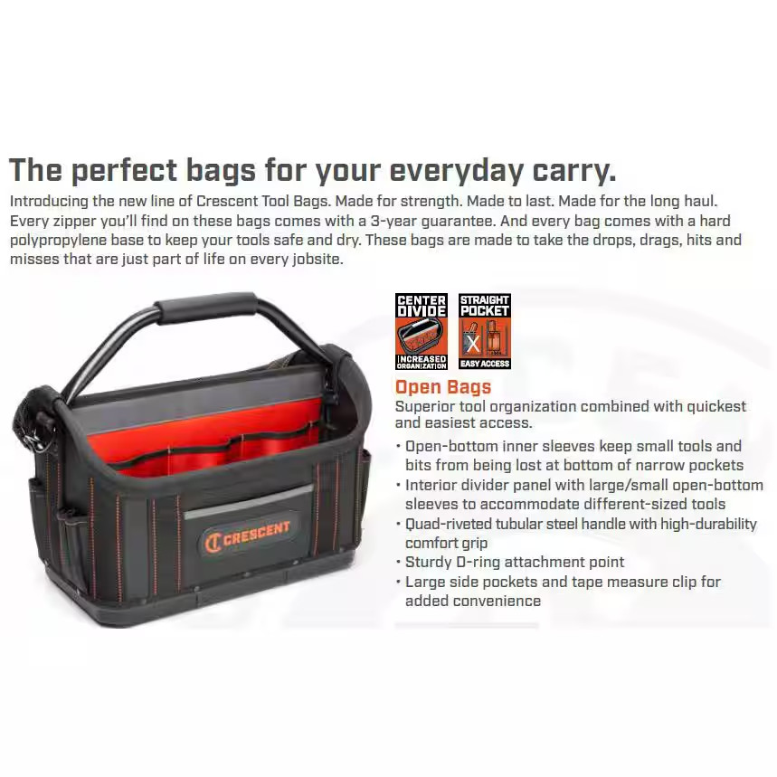 17 In. Tradesman Open Top Tool Bag