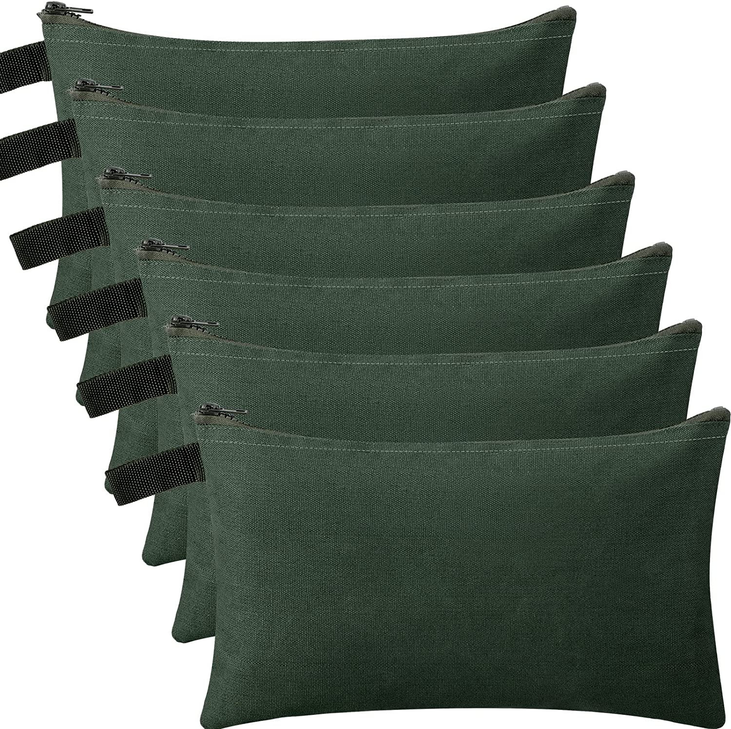 12 Pcs Canvas Tool Bag Pouch 16 Oz Heavy Duty Zipper Pouch Bag 11.81 X 7.87 Inch