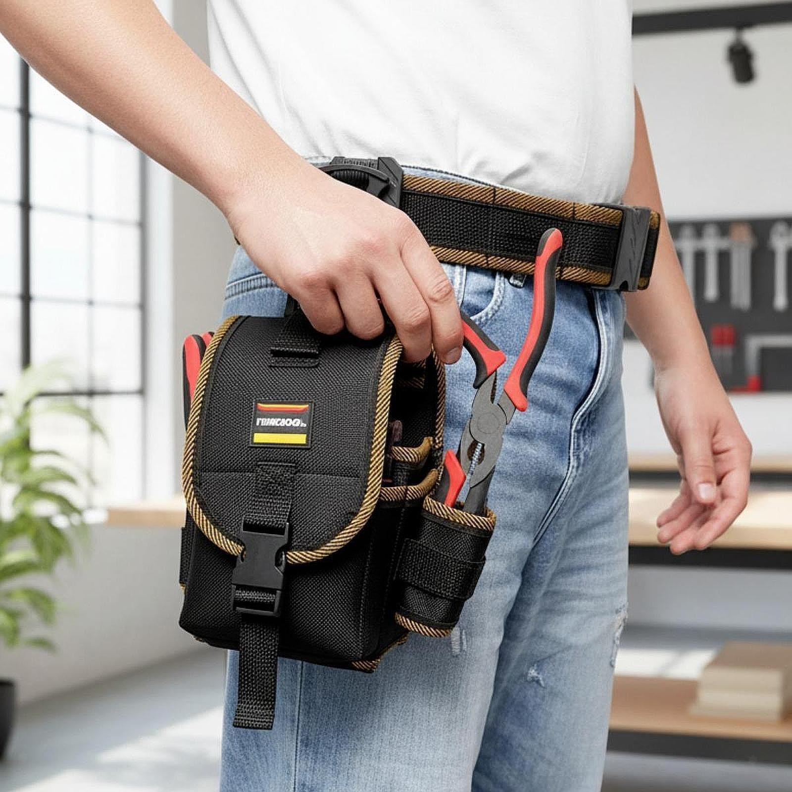 Rotatable Easily Clip Tool Pouch Belt Bag Black Travel High Performance Oxford