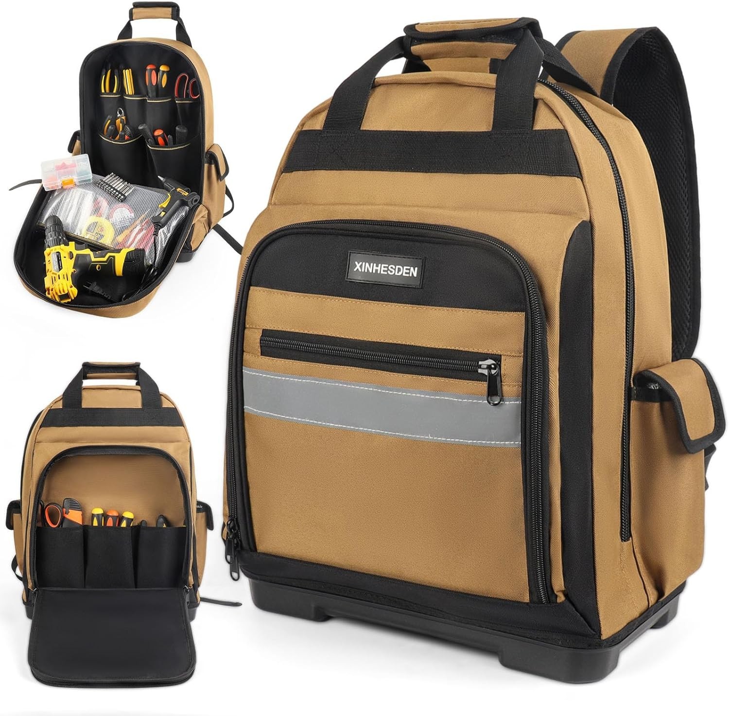 Tool Bag Backpack, Heavy Duty Tool Backpack Bag with Waterproof Molded Base, Ele