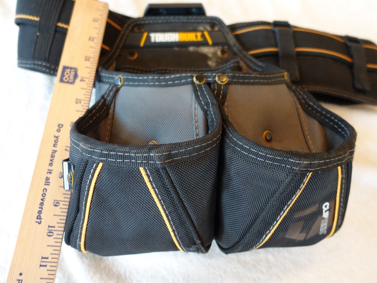 TOUGHBUILT Padded Tool Belt + 3 Utility Pouch Bags Electrician Handyman Workwear