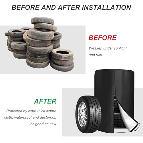 Tire Cover with 4 Felt Pads, Waterproof 420D Oxford Spare Tire 1pcs with Pads