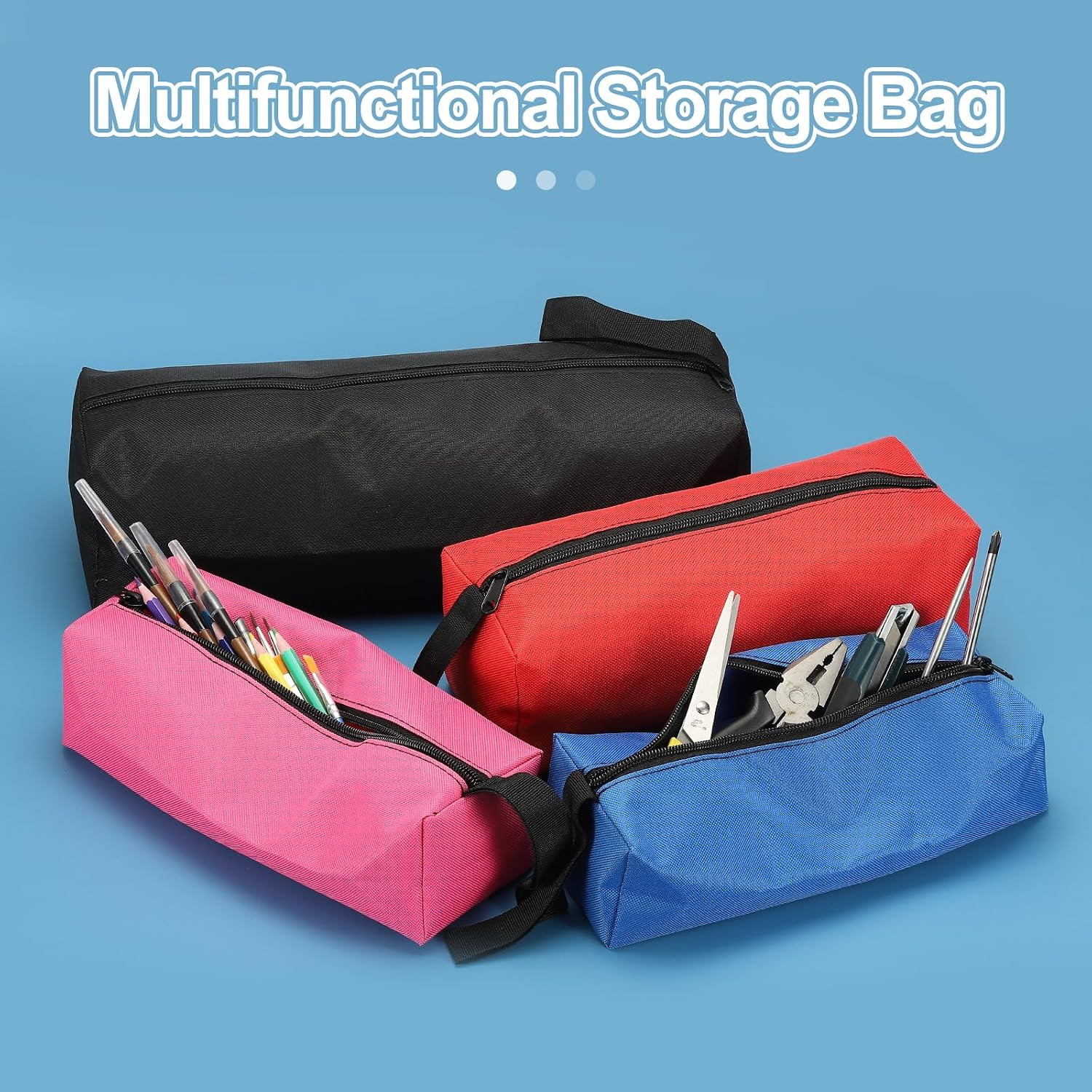 Zipper Utility Tool Bag 11.8X4X4 Inch Multi-Purpose Oxford Cloth Tote Tool Pouch