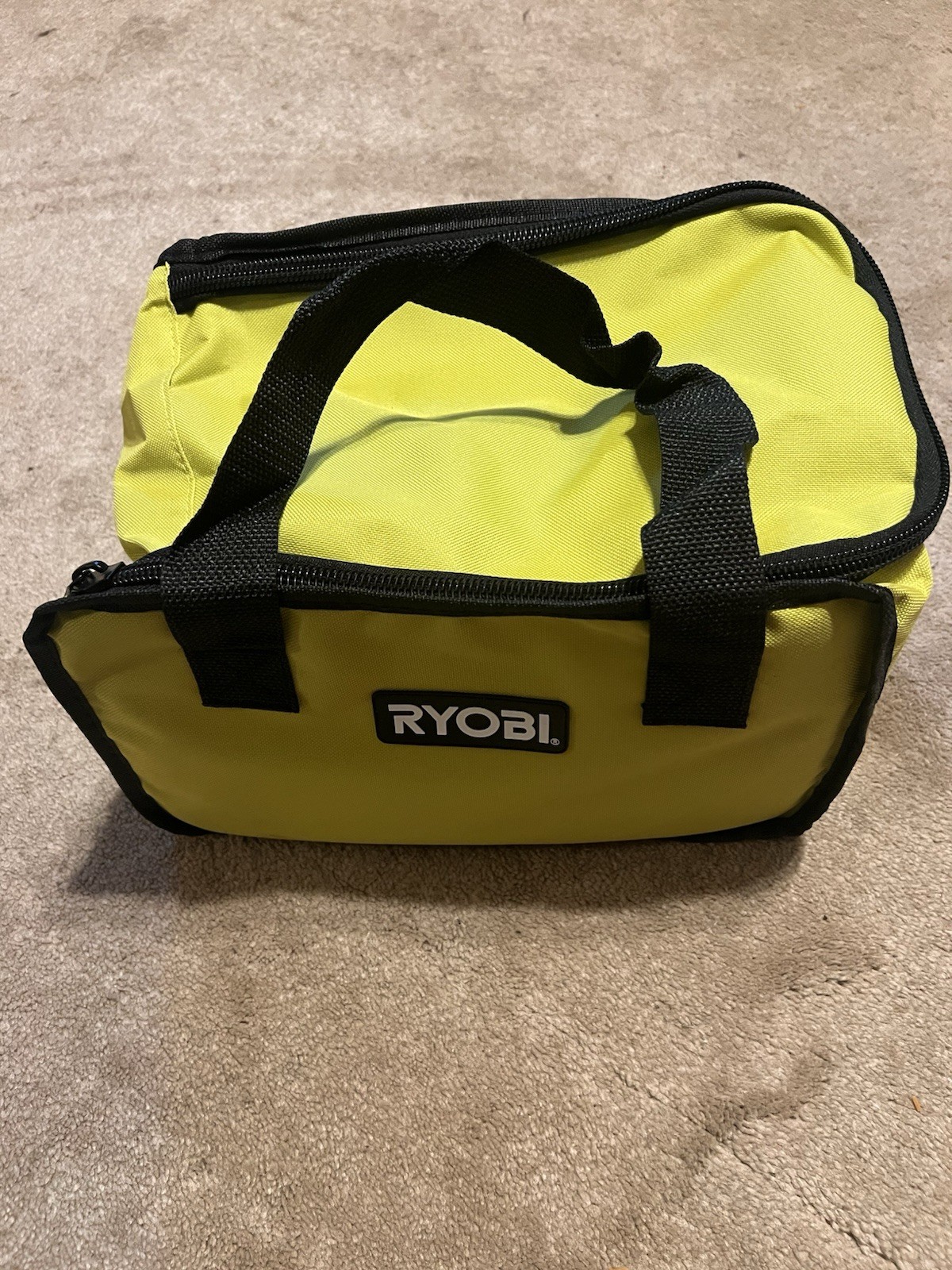 Genuine Ryobi Tool Storage Bag 12x10x8 Green Black Zippered Carry Tote