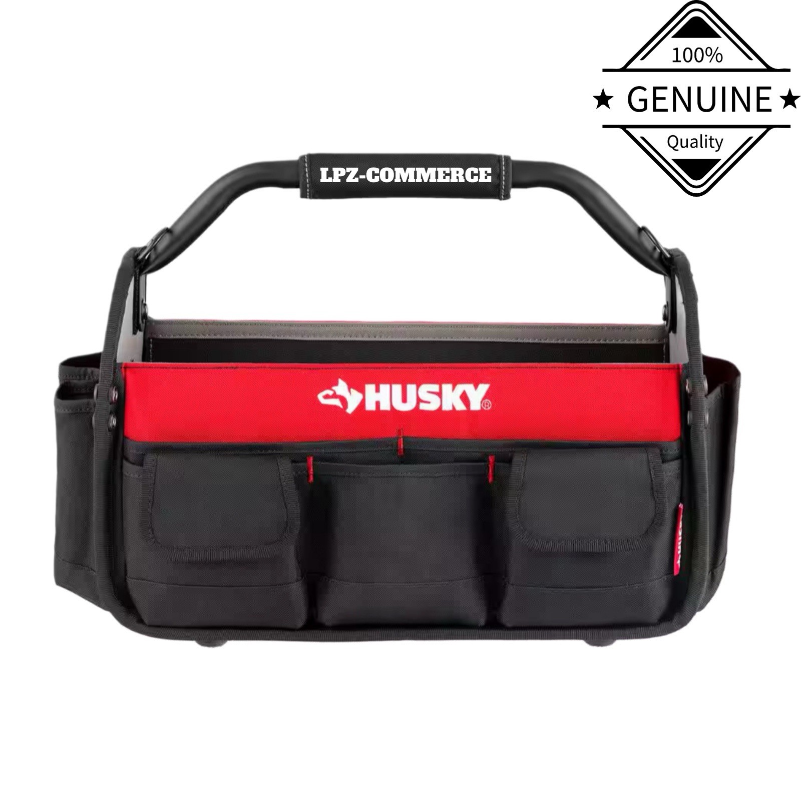 Husky 17 in. Open Top Tool Bag with 18 Pockets – Durable & Water-Resistant