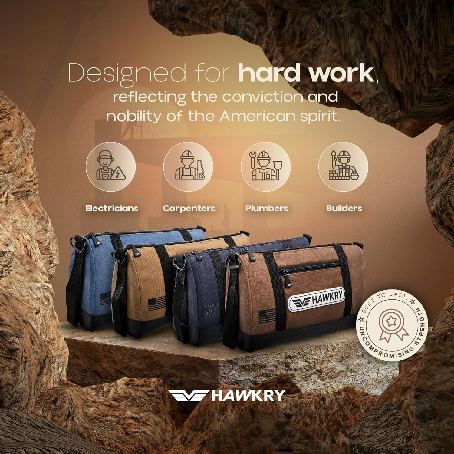 Canvas Tool Pouch Set (4 Pack) – Heavy Duty Tool Organizer Bags with Zipper, Dur