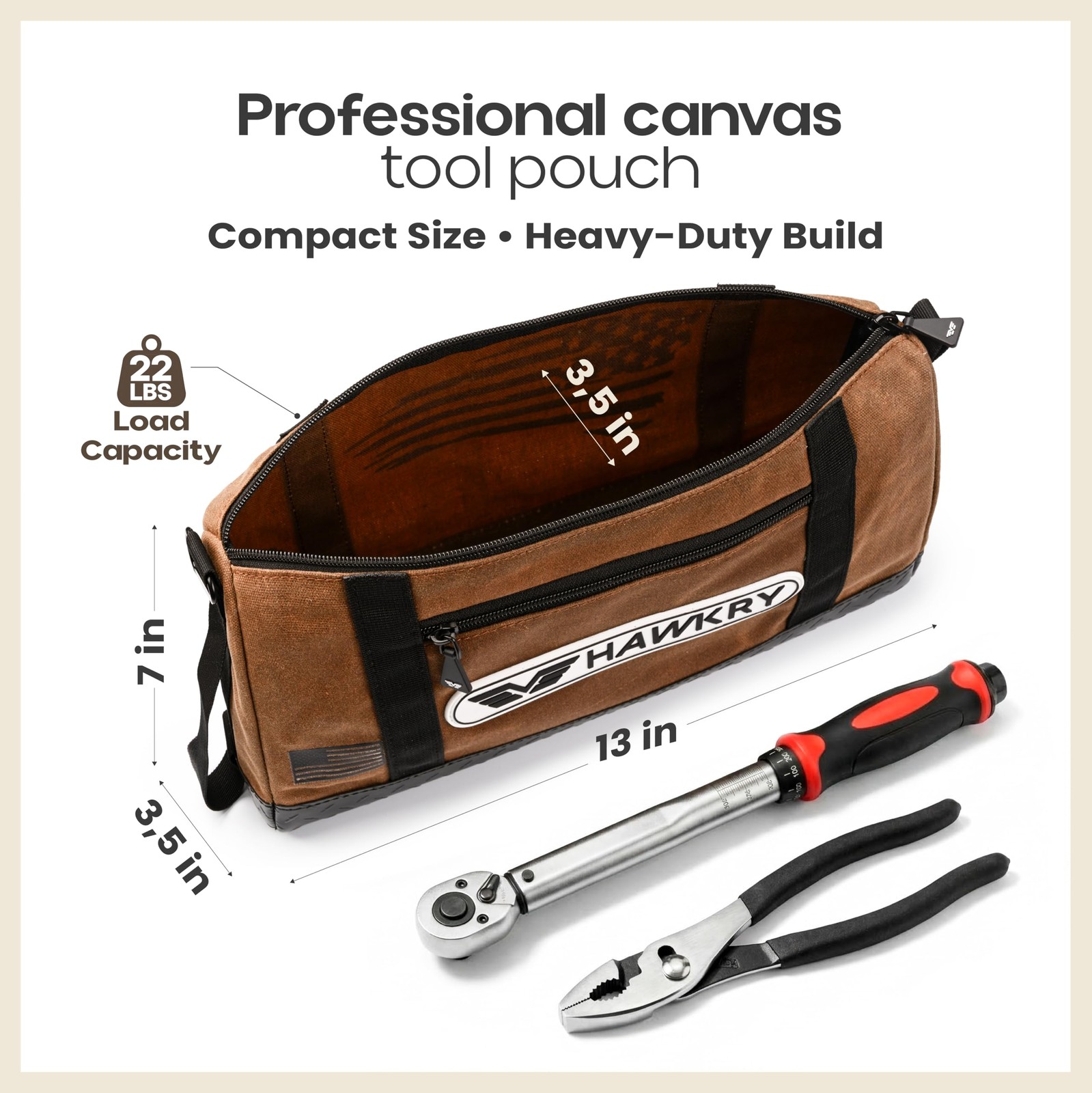 HAWKRY Canvas Tool Pouch Set (4 Pack) – Heavy Duty Tool Organizer Bags with