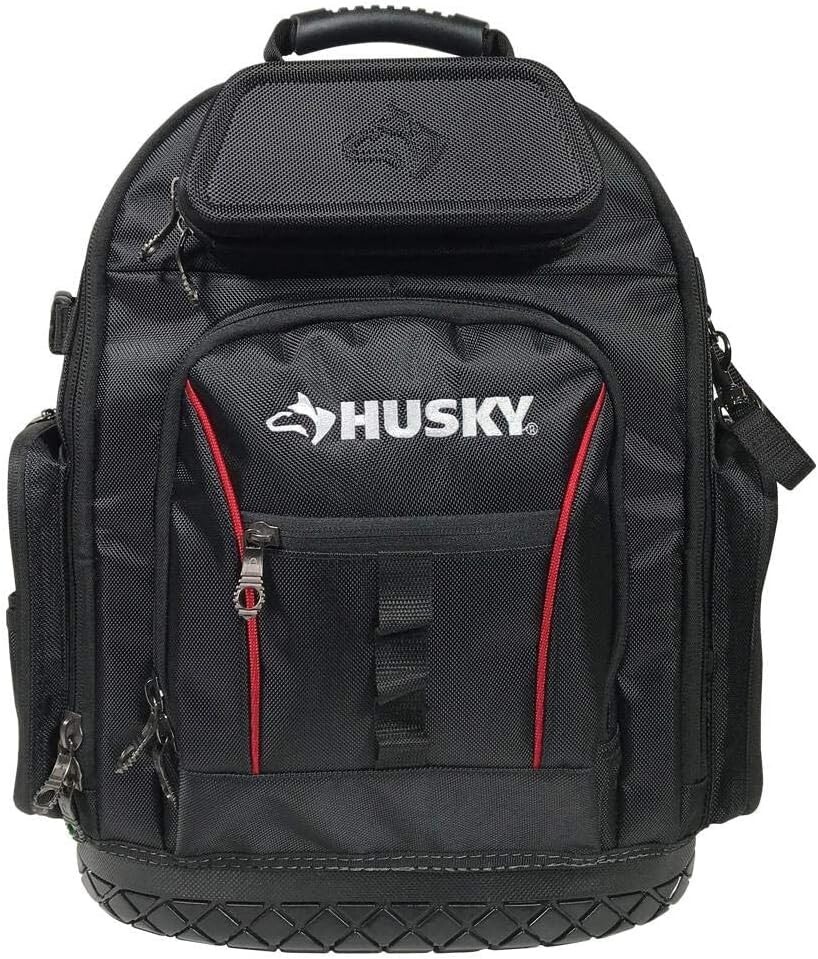 Husky 16 Inches Pro Tool Backpack Waterproof Molded Base and Rugged 36 Pockets