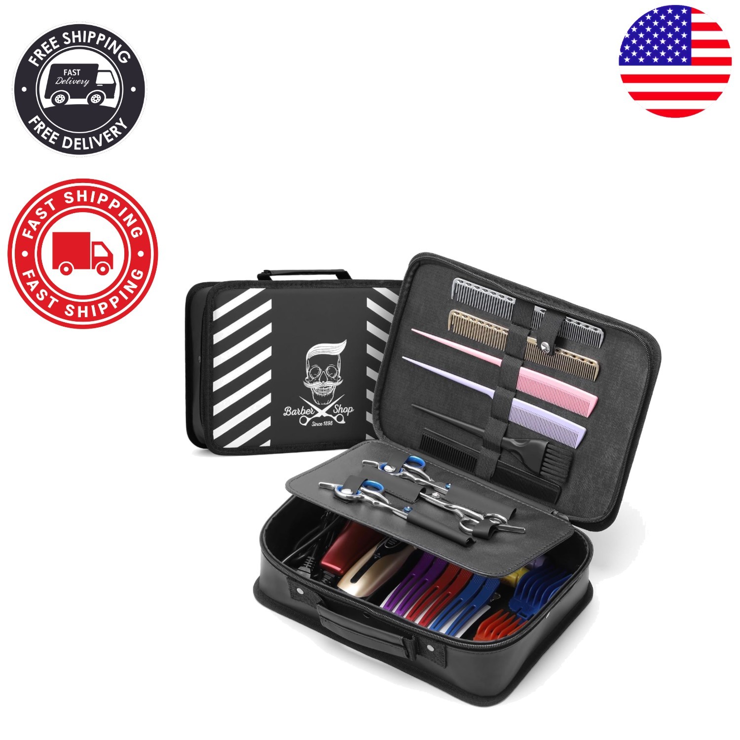 Chic Barber Carrying Case: 11.8×8.5in Travel Tool Organizer for Styling Tools