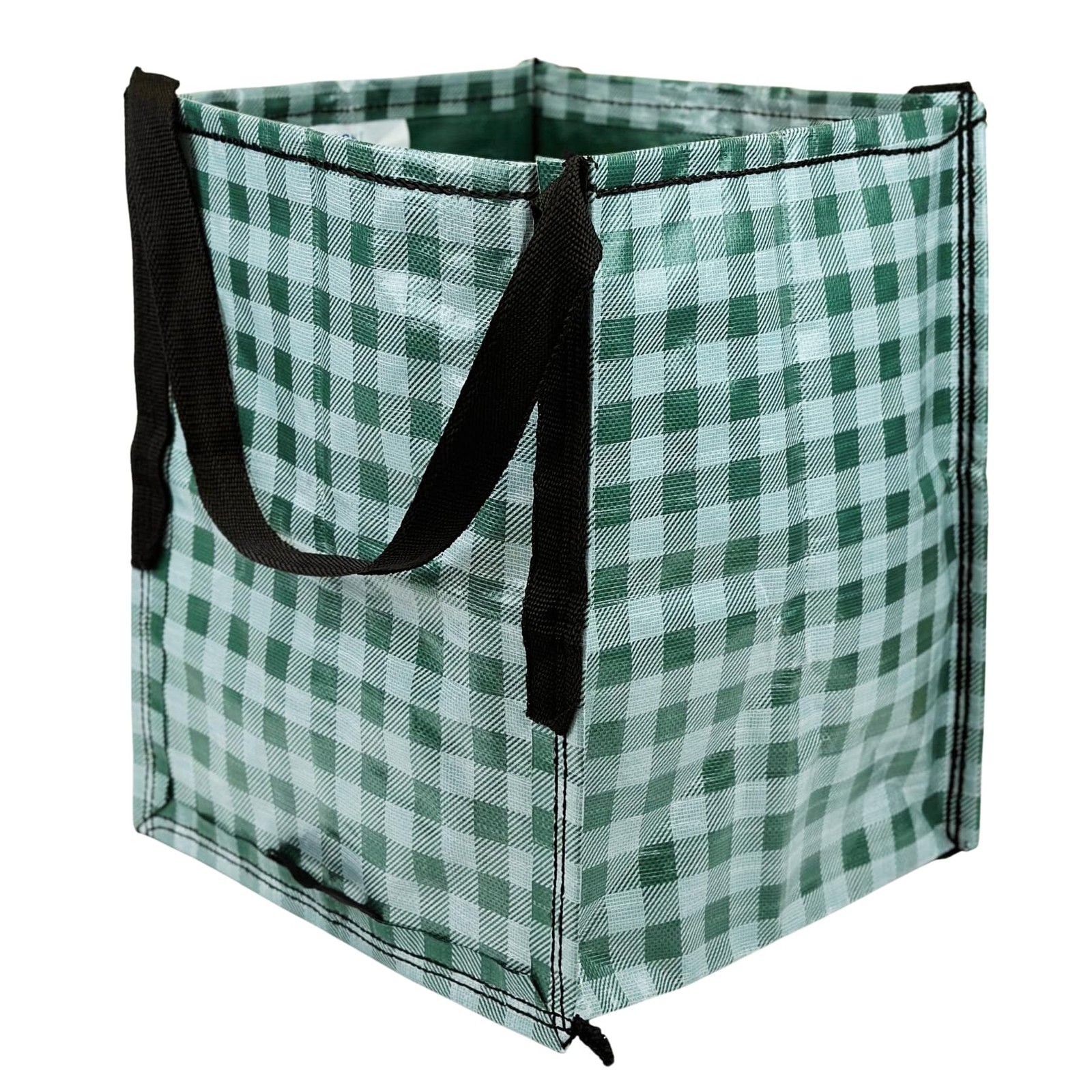 DURASACK REMOVABLE STORAGE TOTE BAG – 22-GALLON POLYPROPYLENE – GINGHAM GREEN