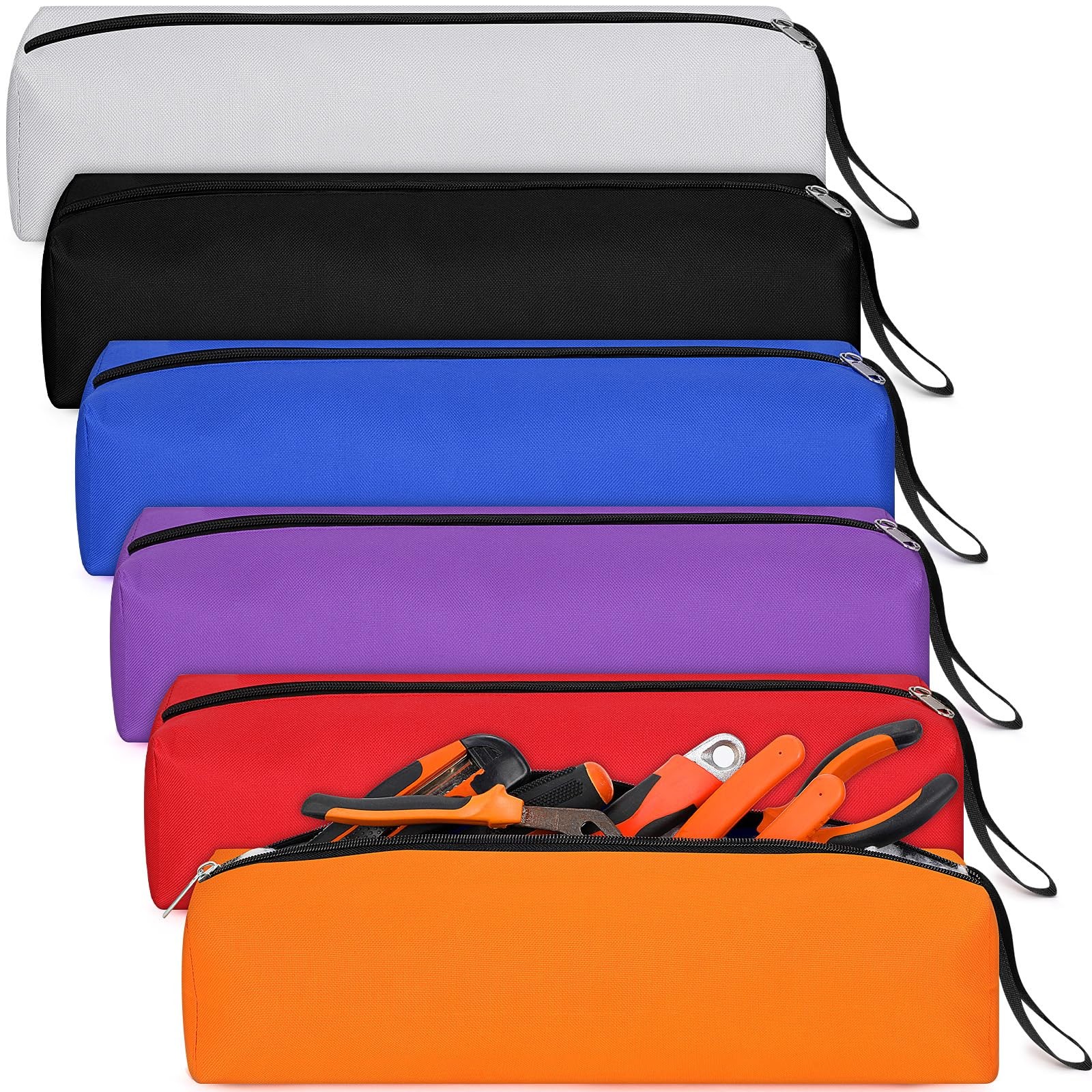 Tool Bag Zipper Pouch 16 x 4 x 4 Inches 6 Pack Utility Canvas – Multi-Purpose
