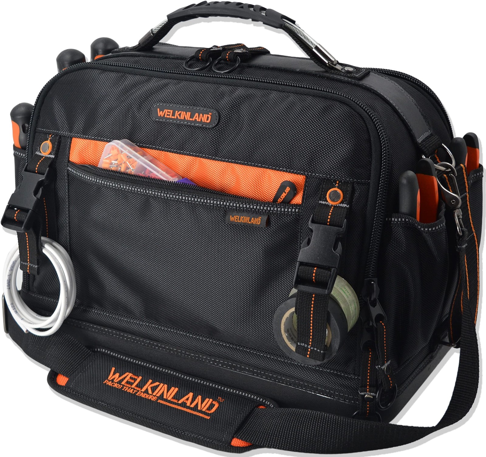 42-Pocket Tool Organizer, 16- Inch Hard Bottom Tool Bag