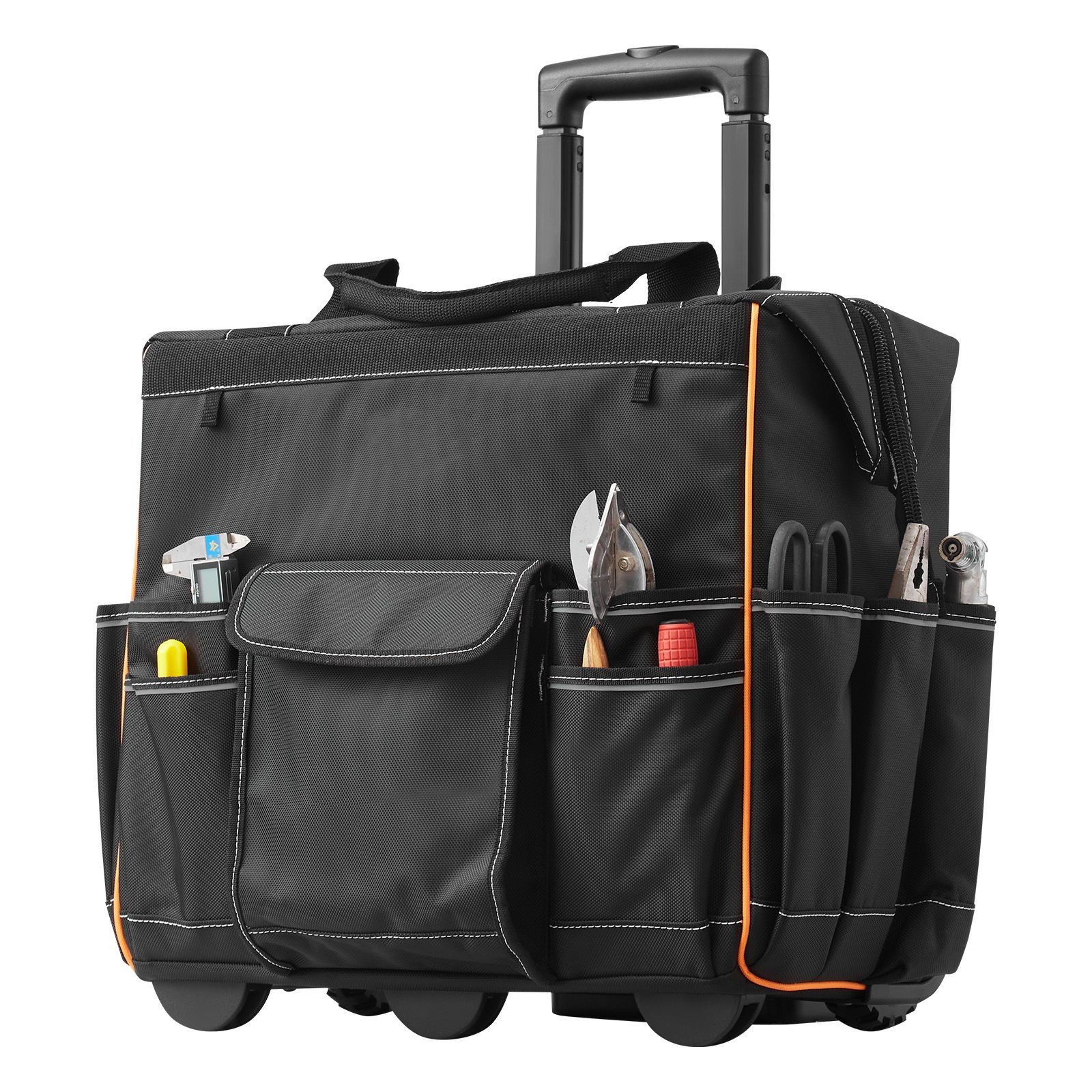 110lb 1680D 25-Pocket Rolling Tool Bag Wheels