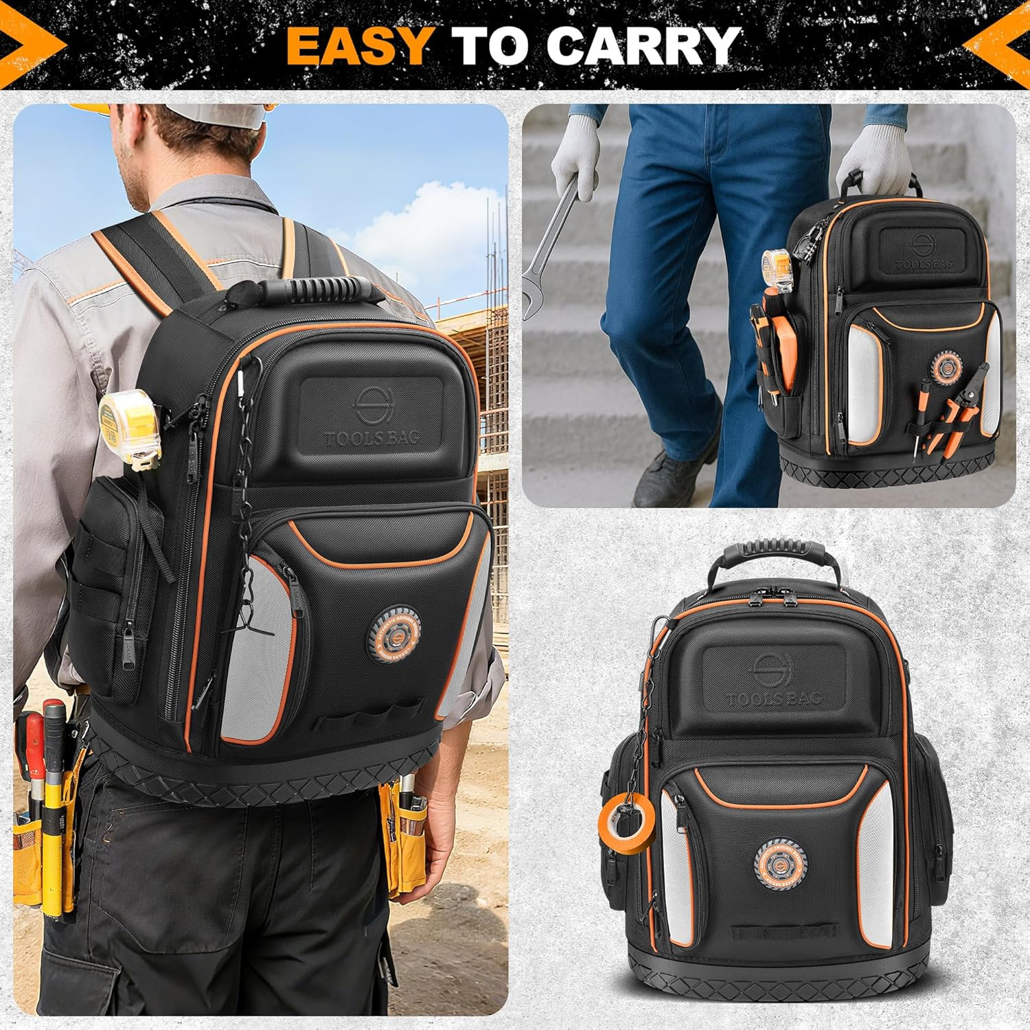 Heavy Duty Tool Backpack 75 Pockets Electrician HVAC Tool Bag Lockable
