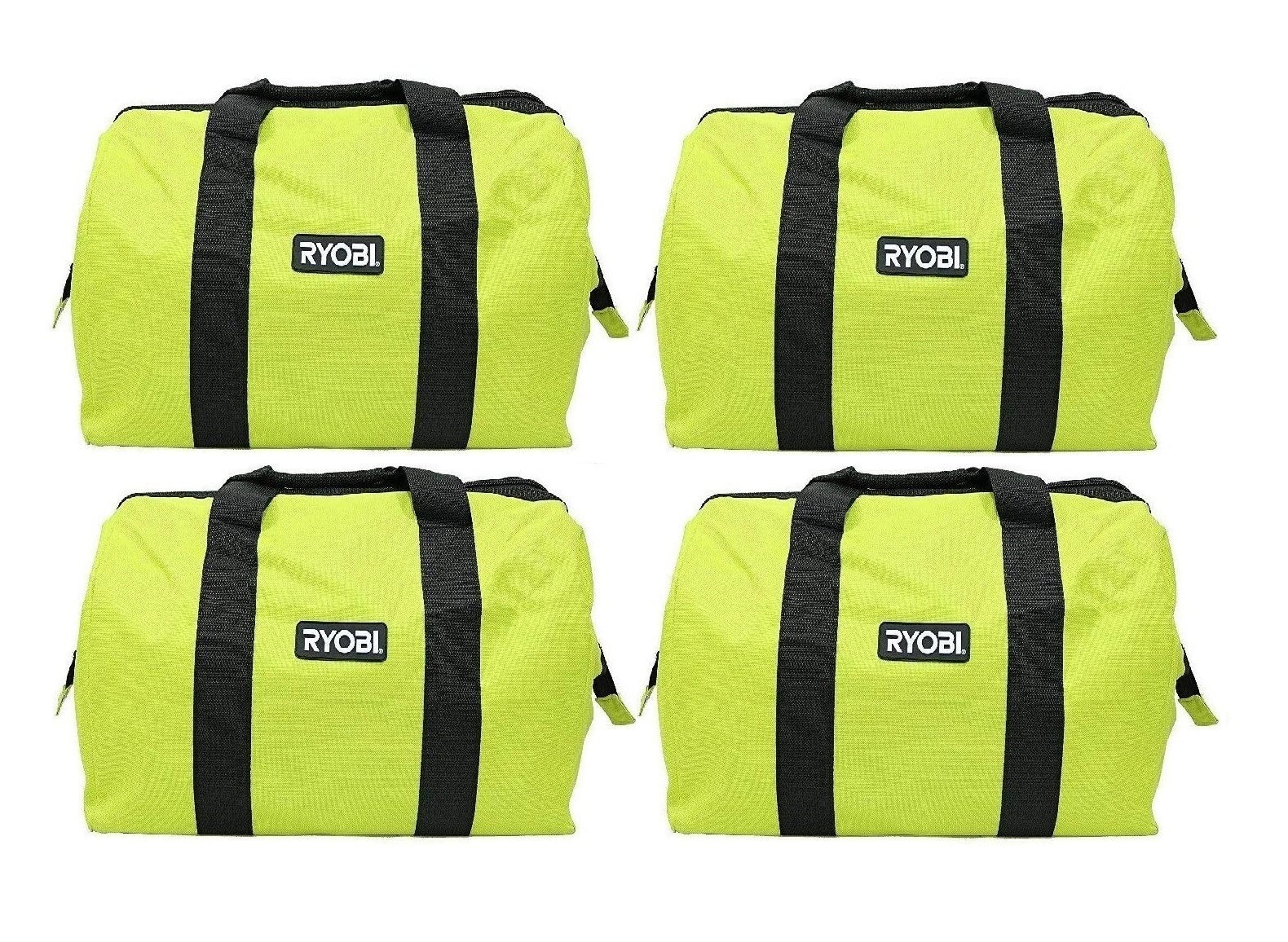 4 Pack of NEW RYOBI Large Contractors Wide Mouth Tool Bags (18″x14″x12″)