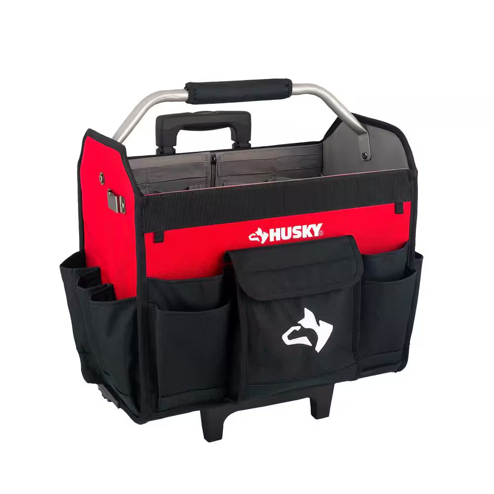 18 In. Rolling Open Tote Tool Bag with Extended Handle