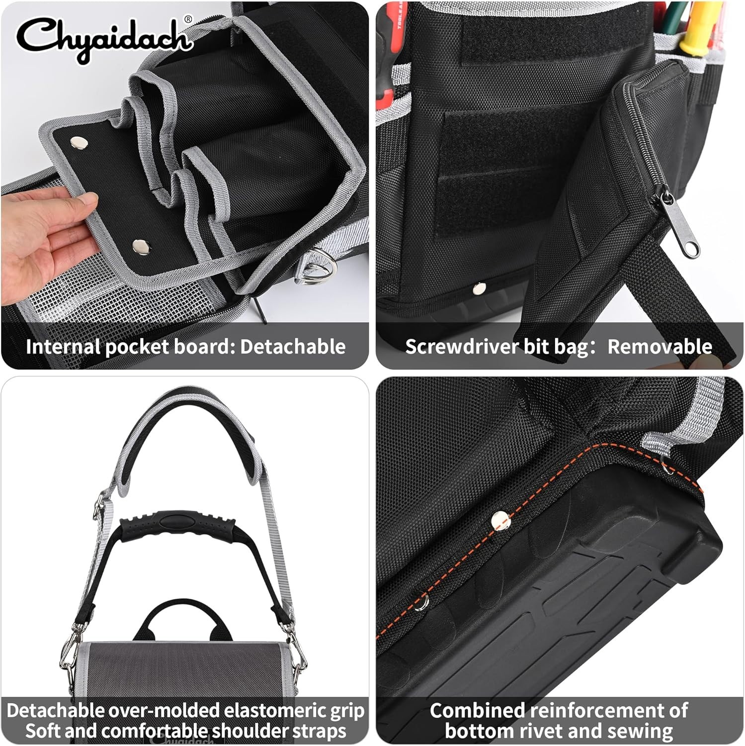 Waterproof Heavy Duty Tool Storage Bag with Modular Sections & Shoulder Strap