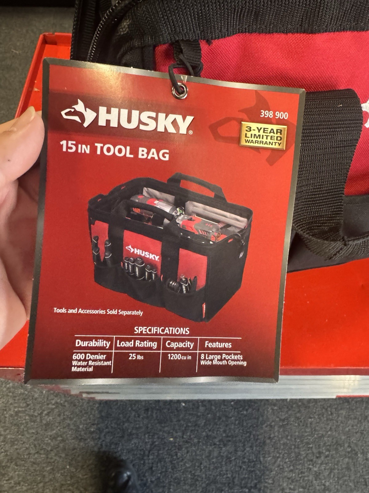 Husky 15 in Tool Bag 8 Pocket Zippered Top Water Resistant 398 900 #15267729