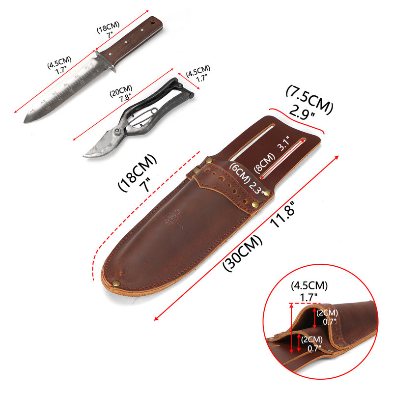 TOURBON Leather Garden Shear Sheath Belt 2 Pocket Pruning Scissors Holster