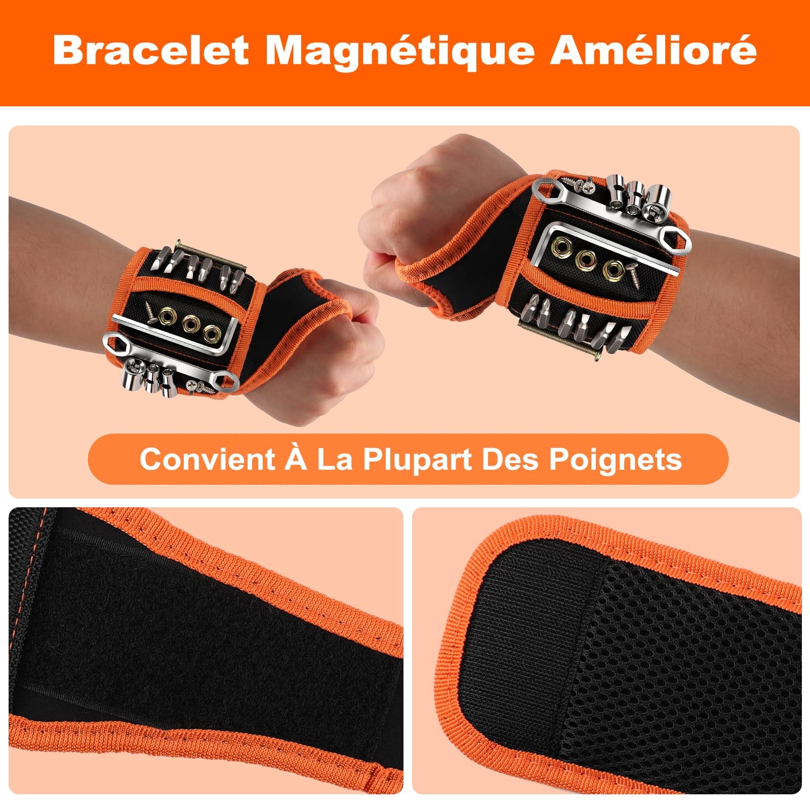 Magnetic Wristband for Tools, Tool Belt Wrist Band with 15 Powerful Magnets, …