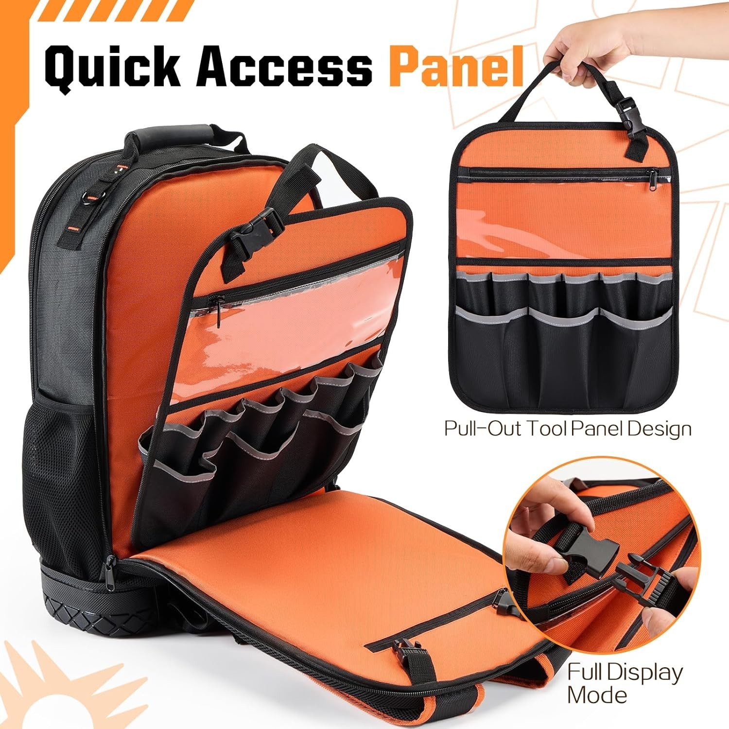 Tool Backpack, Heavy Duty Backpack Tool Bag, 1680D Tools Carrier for Electrician