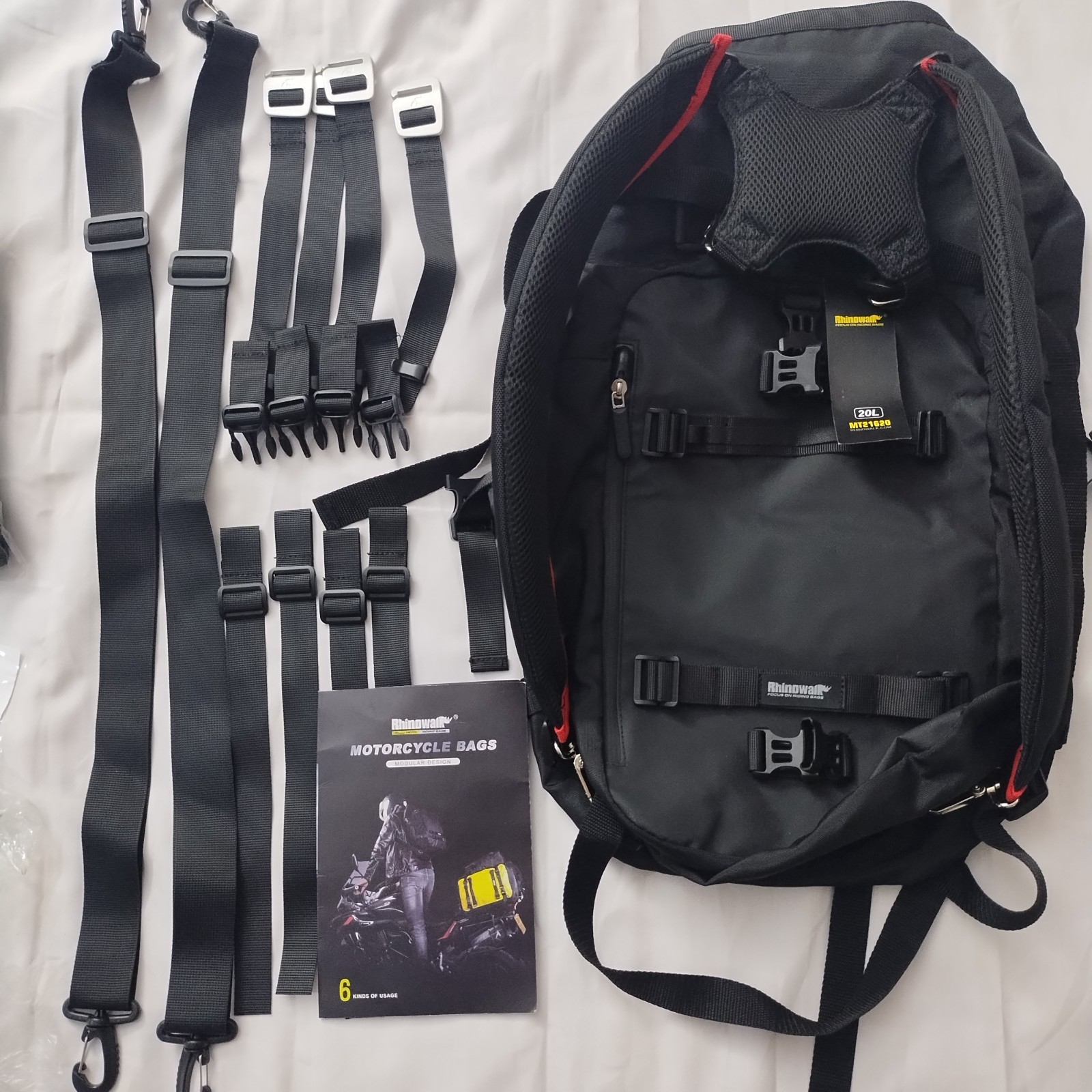 Rhinowalk Motorcycle Tail Bag / Backpack 20L – Waterproof Pannier Travel Luggage