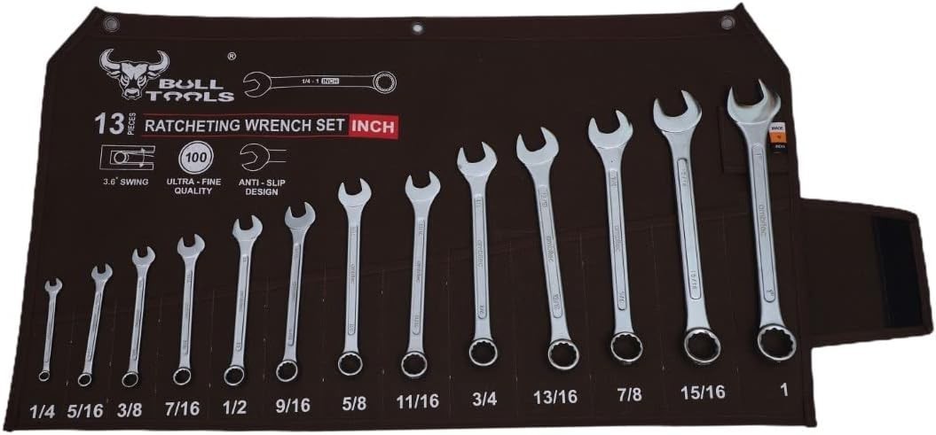 Wrench & Tool Roll up SAE Pouch Organizer Bag 13 Pocket Handmade 16 Oz. Water Re