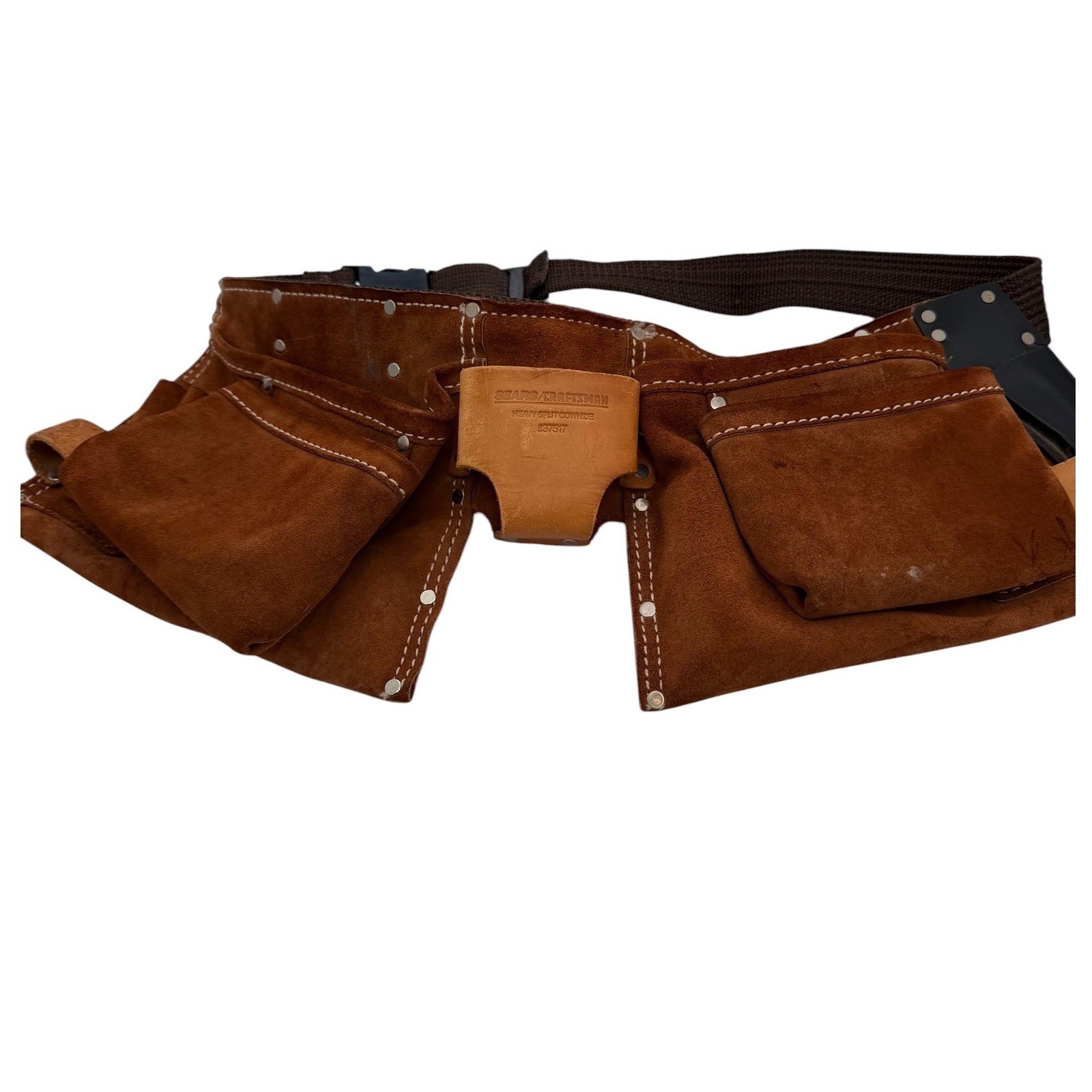 Vintage Sears Craftsman Brown Heavy Split Cowhide Leather Tool Belt 937517 Mens