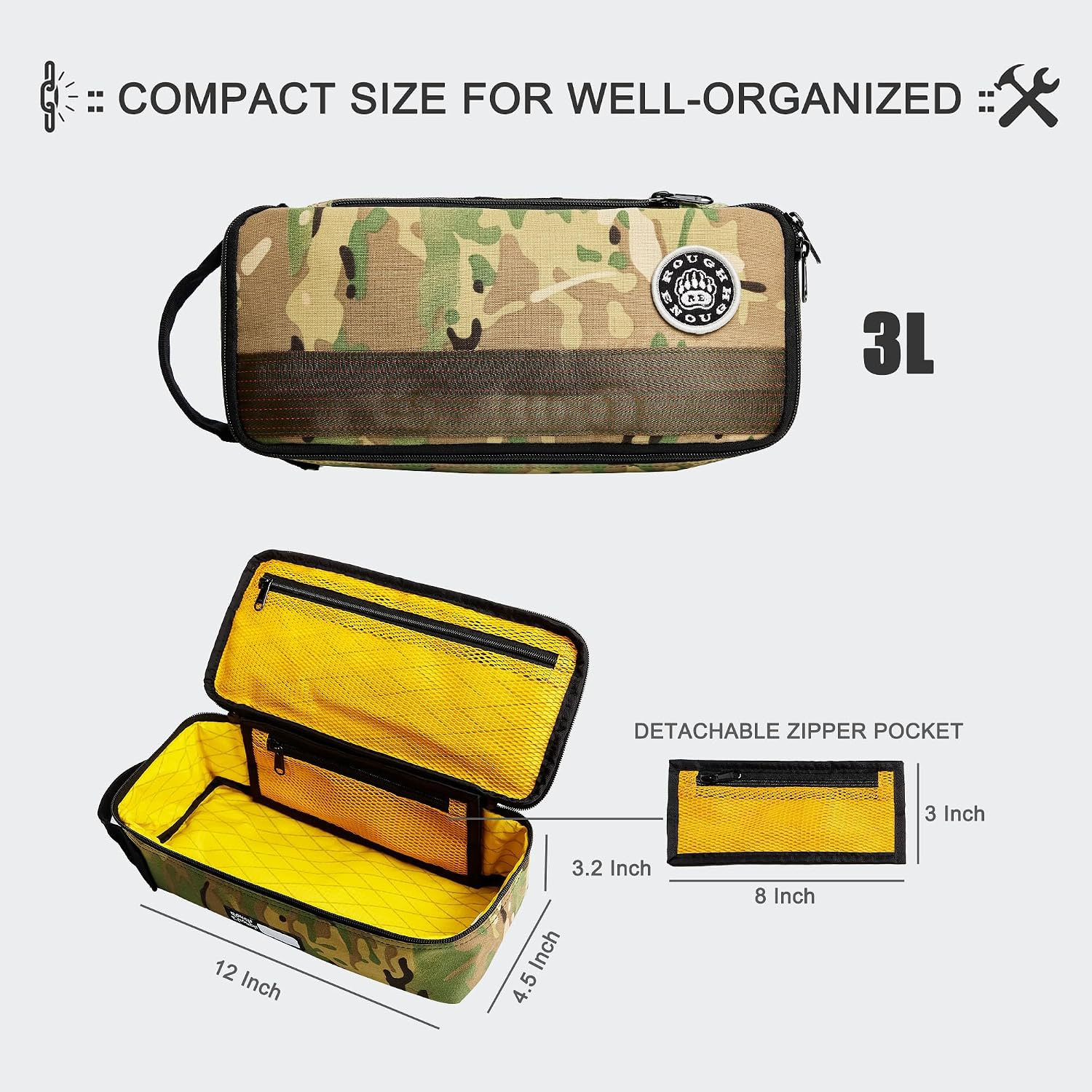 Rough Enough 12″ Camo Tool Bag – Water-Resistant, Strong Handle, EDC Storage