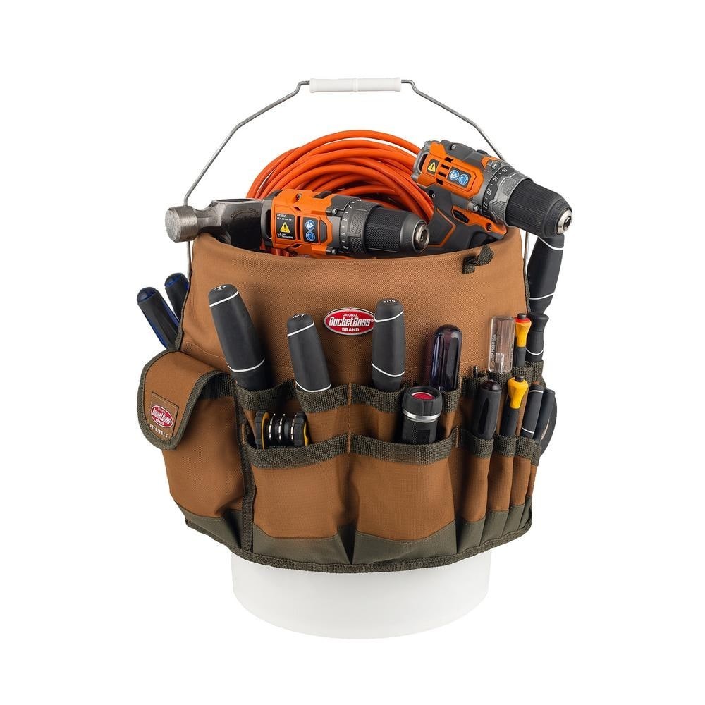 BUCKET BOSS Tool Organizer for 5 Gal. Bucket – Brown – 30 Storage Pockets