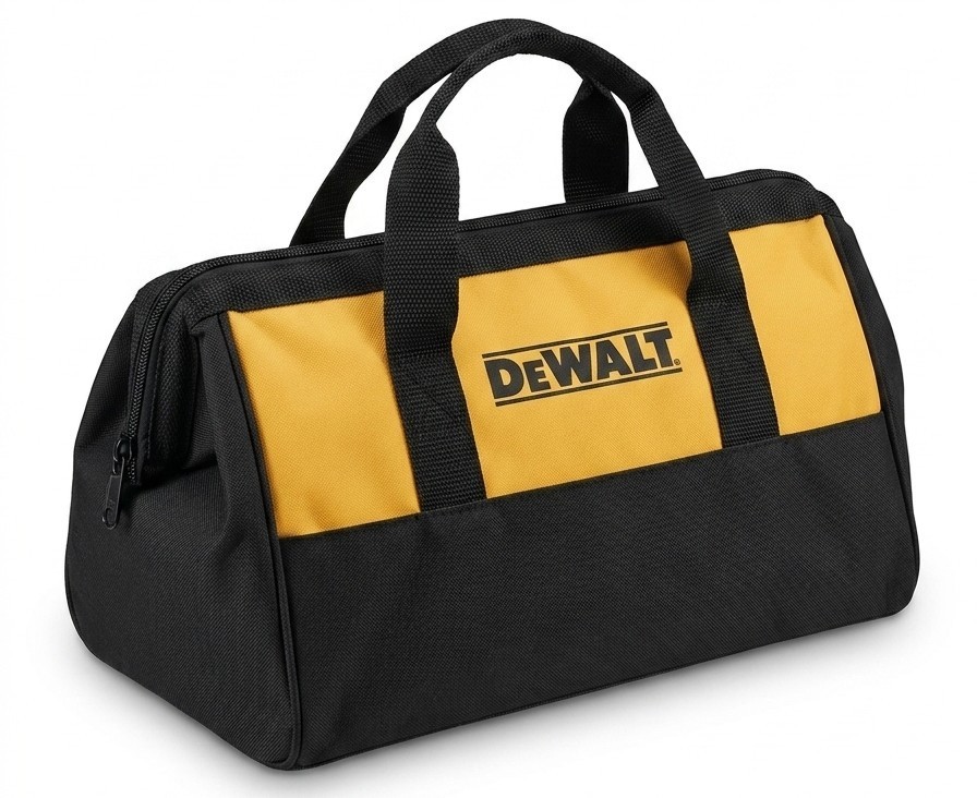 DeWalt Tool Bag Black Yellow Canvas Zippered Small Medium Utility Tote Carry