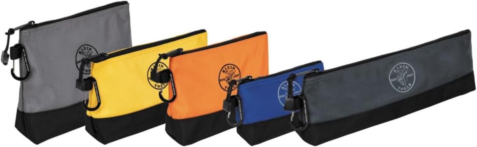 Durable 5-Pack Stand-Up Zipper Tool Bags with Carabiner – Ideal for DIY Projects