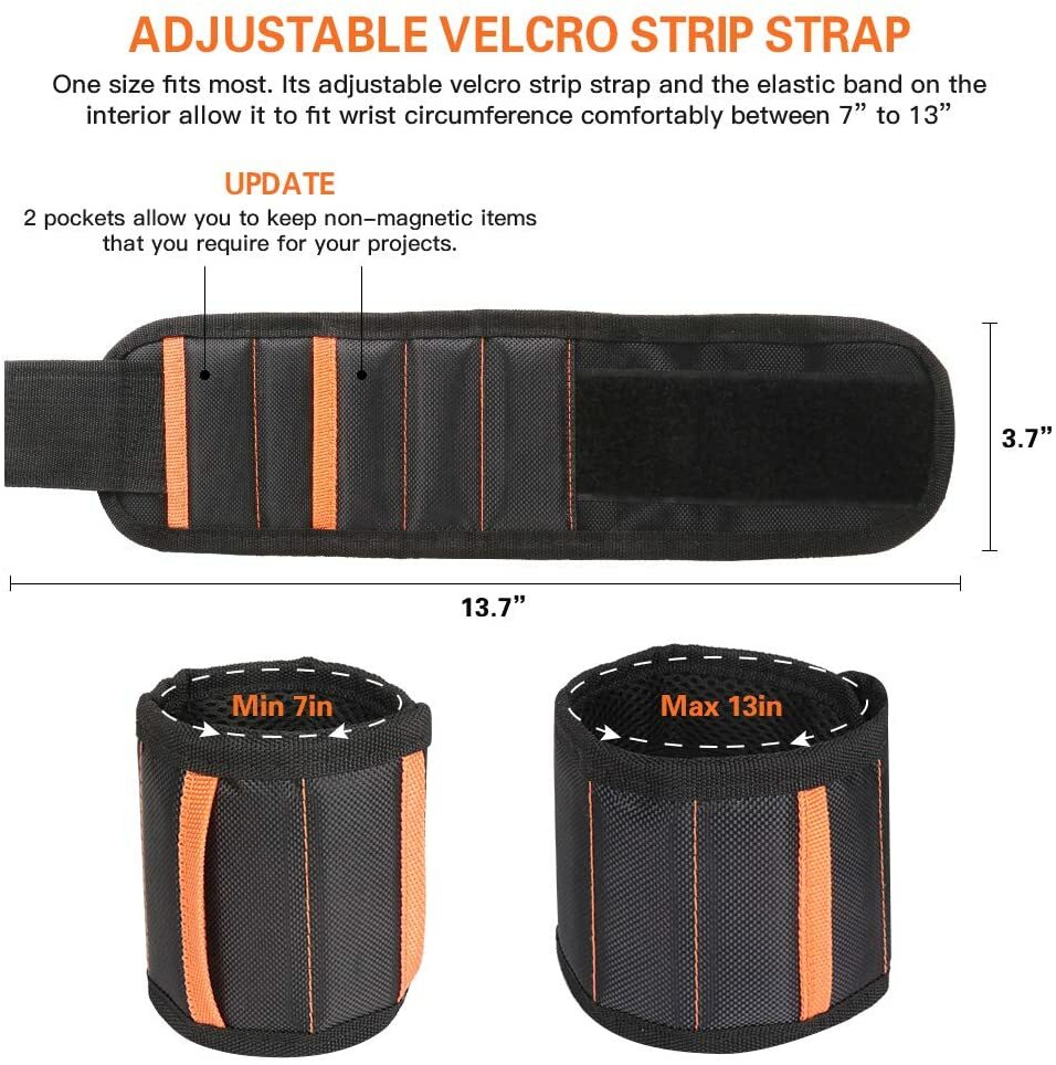 Magnetic Wristband Tool Belt with 15 Strong Magnets for Holder Holding Screws