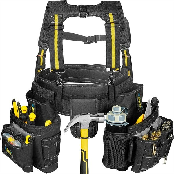 Bravex Tool Belt Tool Vest 20 Bags 1200D Ballistic Nylon For Framers Carpenter