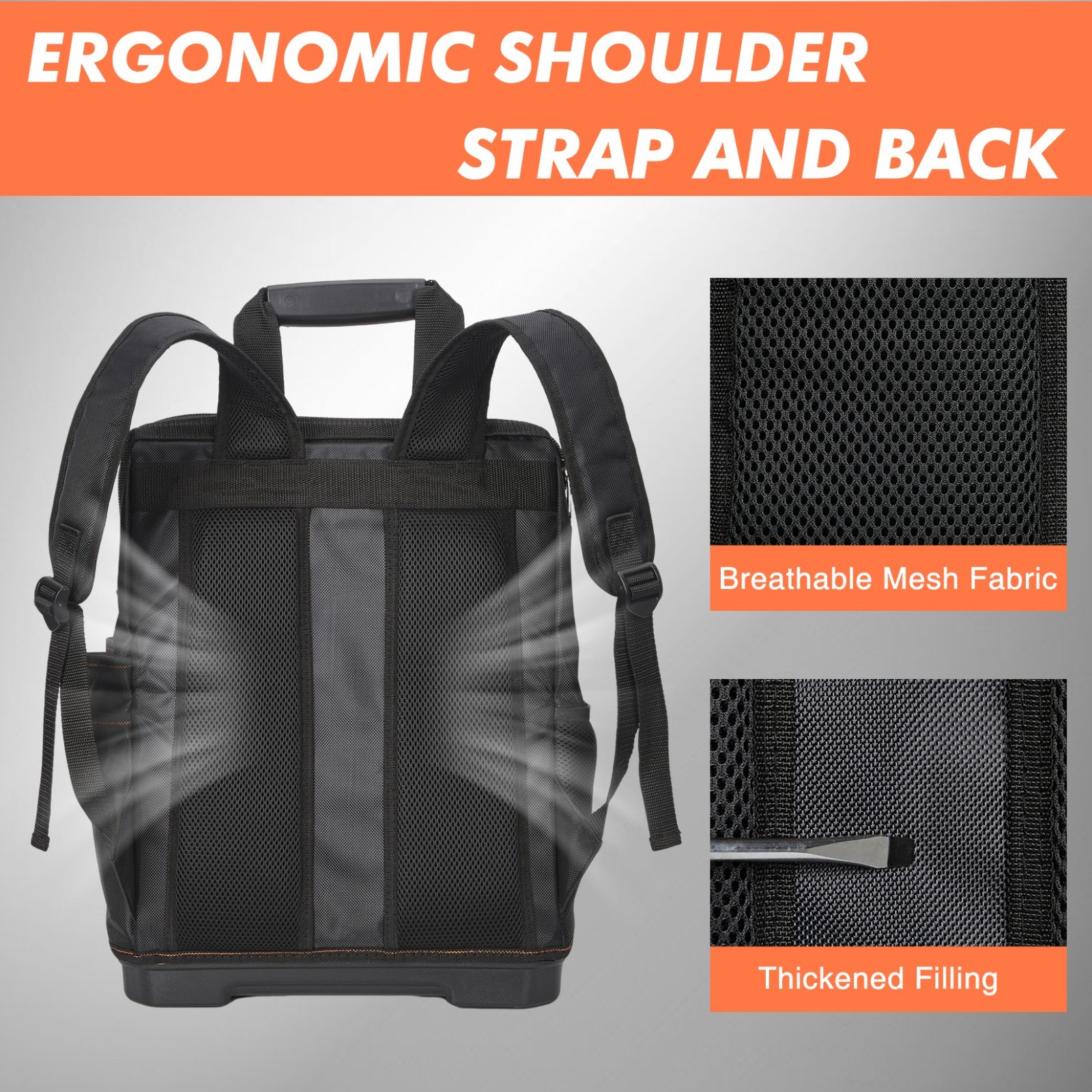 Tool Storage Bag Organizer Tool Backpack with 12 Pockets 1680D Oxford Fabric